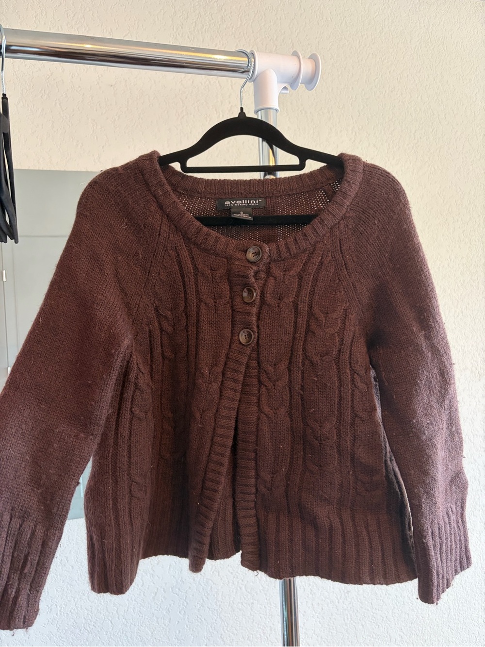 Vintage Brown Cable-Knit Button Cardigan Sweater